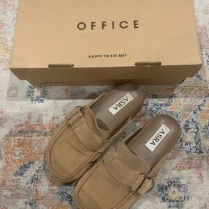 SHEIN Tan Mules with Metal Buckle